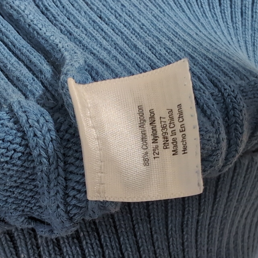 St. John's Bay Blue Cable Knit Cotton Sweater - Picture 4 of 5